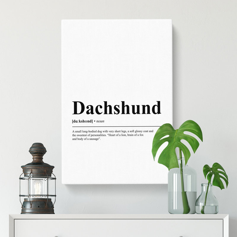 Dictionary Dachshund - Wrapped Canvas Print, 50cm H x 35cm W x 3cm D