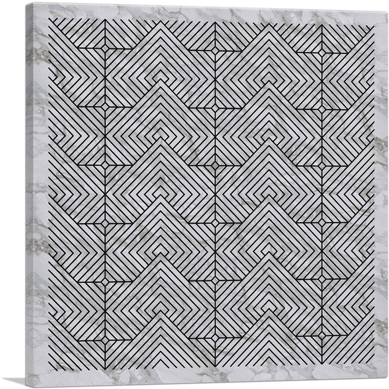 Diamant noir géométrique, impression sur toile tendue, H 18 po x l 18 po x 1,5 po
