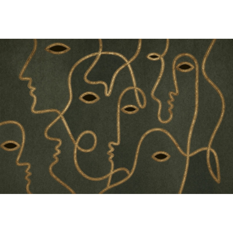 Dessin au trait avec lignes dorées et contours dorés, 160 po x 108 po, Peel and Stick