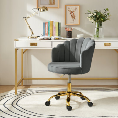 Rasnick 53cm W Modern Velvet Swivel Tufted Office Chair
