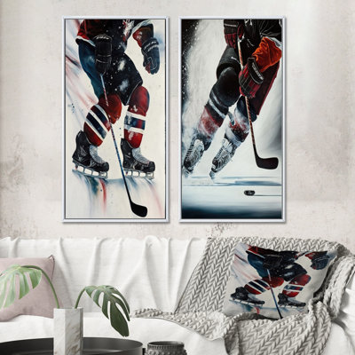 Joueur de hockey sur glace pendant la partie II - ensemble d'art mural de hockey sur glace 2 pièces