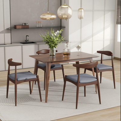 5-piece Retro Rubberwood Dining Set