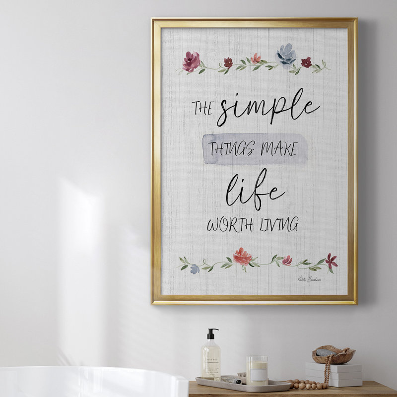 The Simple Things - Toile encadrée de qualité supérieure - prête à être accrochée, Or, H 36,5 po x l 26,5 po