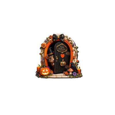 Décoration d'Halloween : 4 styles mignons, panneau mural, fantôme violet, sorcière, souris, citrouille en bois découpée, décoration florale effrayante pour porte d'entrée ou table.