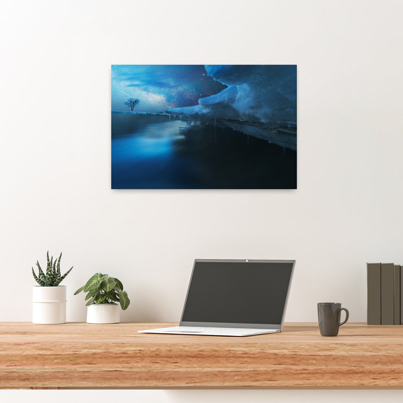 «Frozen Starry Night Ethereal Peaceful Serene Landscape Nature», reproduction d'art murale, 16" H x 24" W
