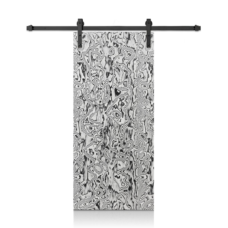 Black and White Smooth Flush Hollow Core Veneer Composite Interior Sliding Barn Door with Hardware Kit, 80" x 38"