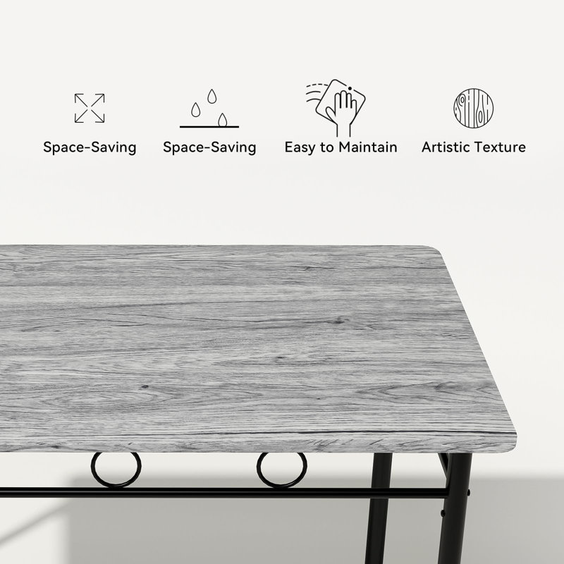  Ensemble de salle à manger de cuisine 5 pièces 17 étages 17 pièces avec plateau en bois pour 4 personnes, Gris, Gris