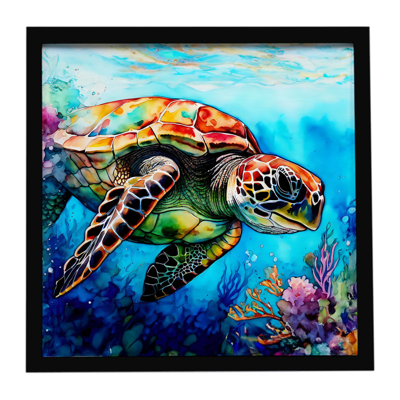 Loggerhead Sea Turtle Framed Metal Print