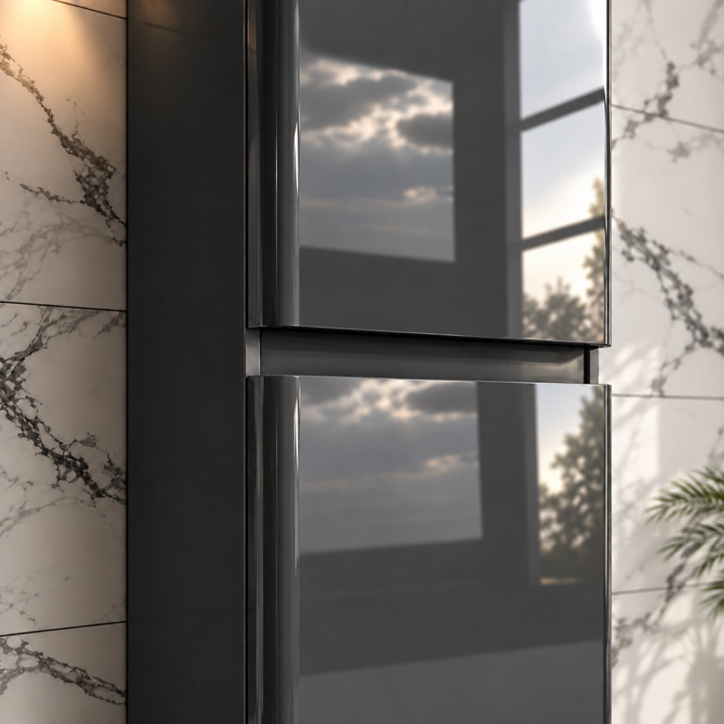 Scandinavian 40cm x 170cm Wall Mounted Cabinet, Dark Grey