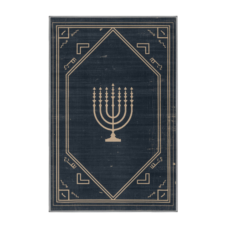 Soft Plush Favela Hanukkah Modern & Contemporary Abstract Area Rug in Gray – Gray Binding, 8x12