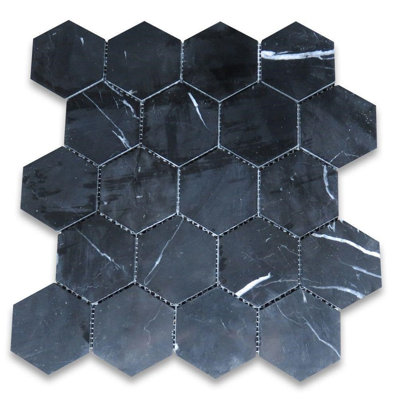3 in. x 3 in. Honeycomb Honed Marble Tile