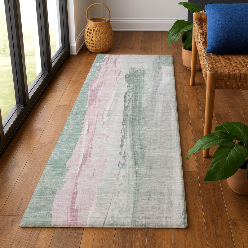 Premium Machine Washable Mayfield AMF1845 Abstract Rug, Runner 2'3" x 7'6"