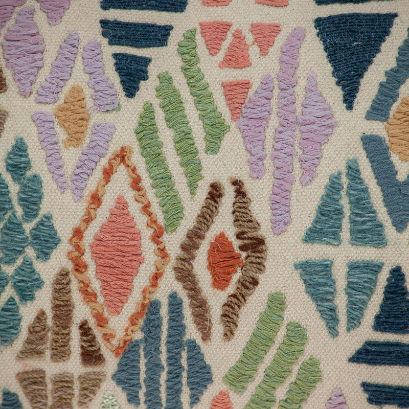 Embroidered Cotton Blend Throw Pillow