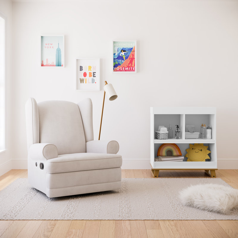 Serenity Wingback Steel Gray Swivel Recliner with USB Port