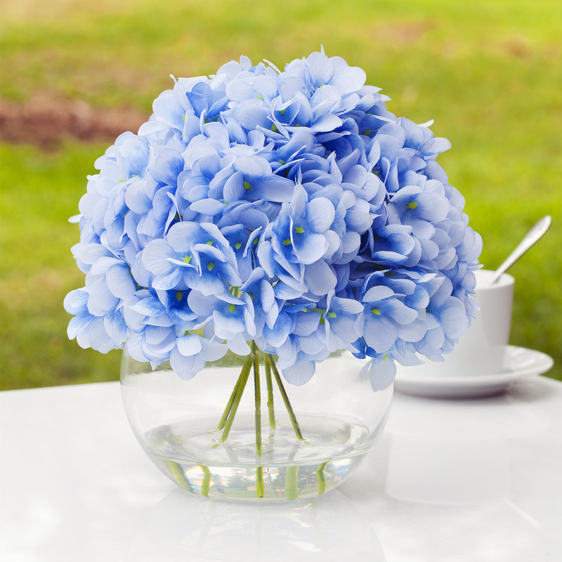 Vase d'hortensia, Bleu