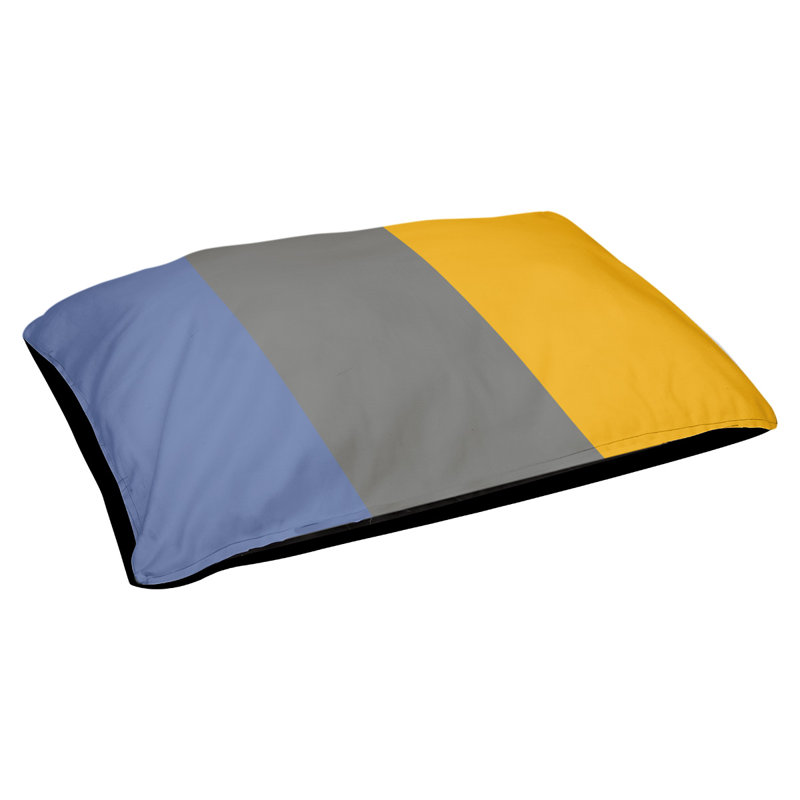 Coussin rectangulaire designer Atlanta, Moyen (L 30 po x l 40 po), Bleu basketball / gris basketball / jaune basketba