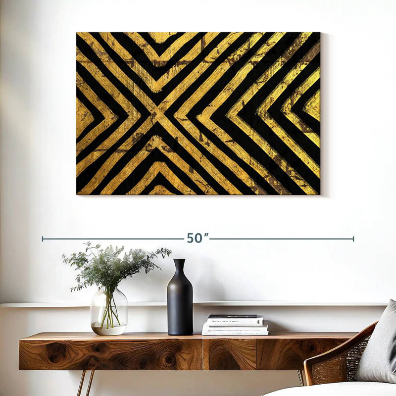 Avery Gold Geometric Lines, 26" H x 39" W