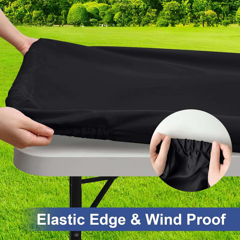 Rectangle Table Cloth Cover Waterproof Polyester Elastic Fitted Tablecloth for 6 Foot Tables, White