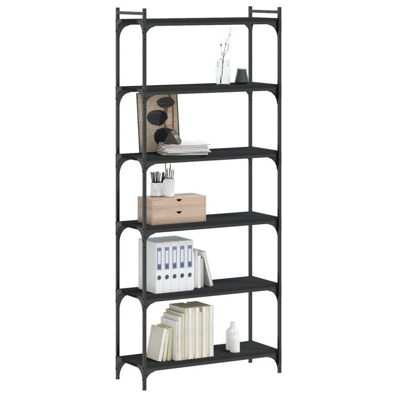 Tymarius Bookcase, Black, (6 Shelves) 74" H x 32" W x 12" D