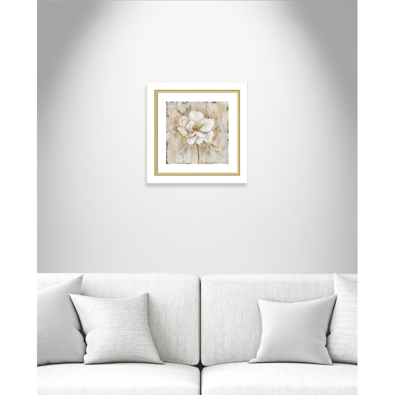 Venetian Gold Botanical II - peinture encadrée, H 19,25 po x l 19,25 po x P 1,13 po, Cadre blanc et or