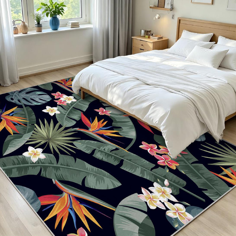 Tapis rose lavable à la machine, Rectangle 71" x 98"