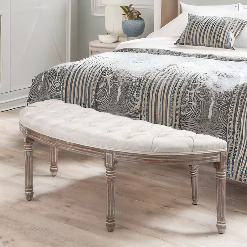 Upholstered Bench, Cream