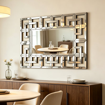 Glausen Rectangle Wall Mounted Accent Mirror in Silver