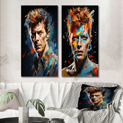 Paint Fusion David Bowie Portrait I - Celebrity Metal Wall Art Set Of 3