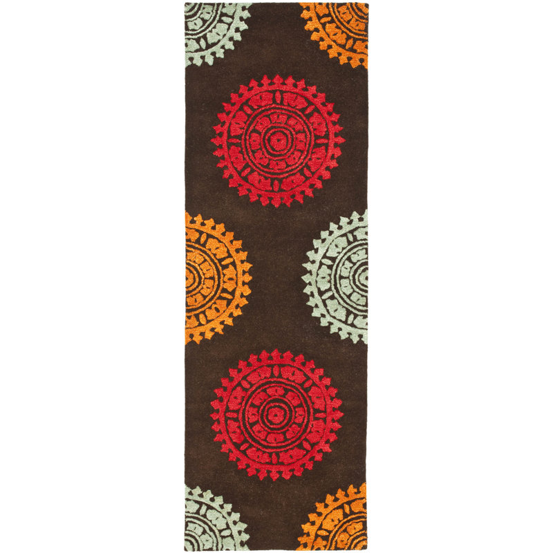 Tapis brun en laine touffeté à la main Candelo, Tapis de couloir 2 pi 6 po x 8 pi