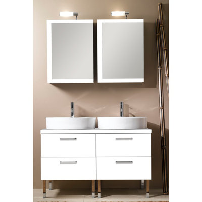 Aurora 45.1'' Double Bathroom Vanity with Ceramic Top with Mirror