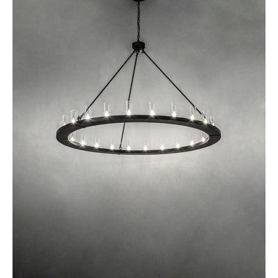 Loxley 24 - Light Dimmable Wagon Wheel Chandelier