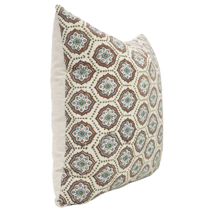 Taie d'oreiller en lin fabriquée à la main avec coussin Fab Fabine - Charkha, H 20 po x l 12 po, Forme rectangulaire