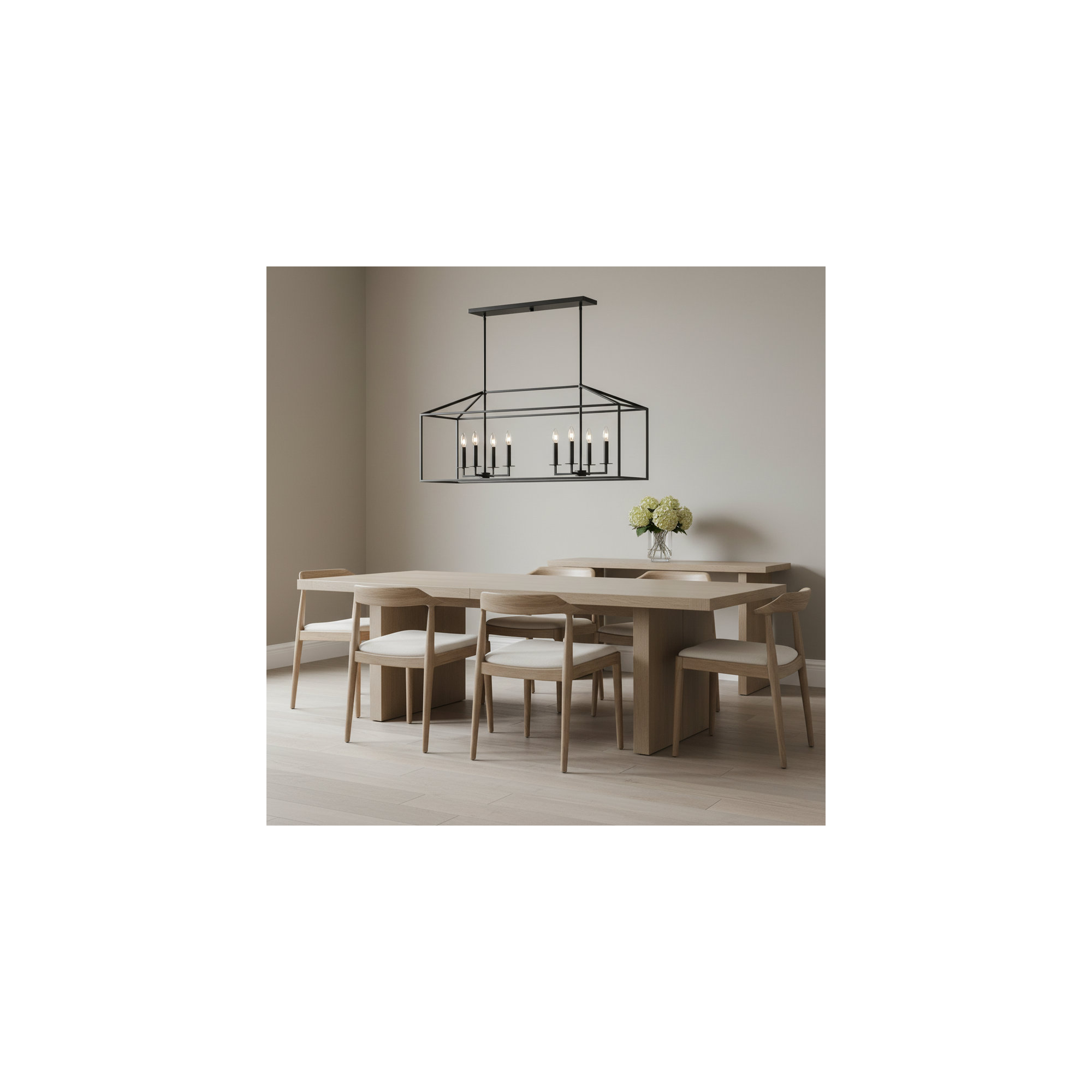 Ellis 8 - Light Dimmable Kitchen Island Square / Rectangle Chandelier, No, Midnight Black
