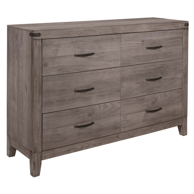 Commode à 6 tiroirs de style industriel avec mélamine de qualité supérieure, aspect bois vieilli pour les chambres à coucher modernes