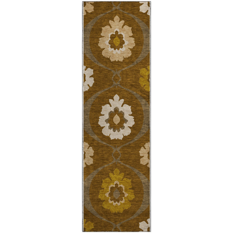 Premium Machine Washable Prisco Mocha Rug, Runner 2'3" x 7'6"
