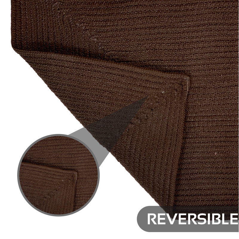 Vienne Solid Color Machine Made Braided Polypropylene Indoor Outdoor Area Rug, Octagonal 2', Chocolate