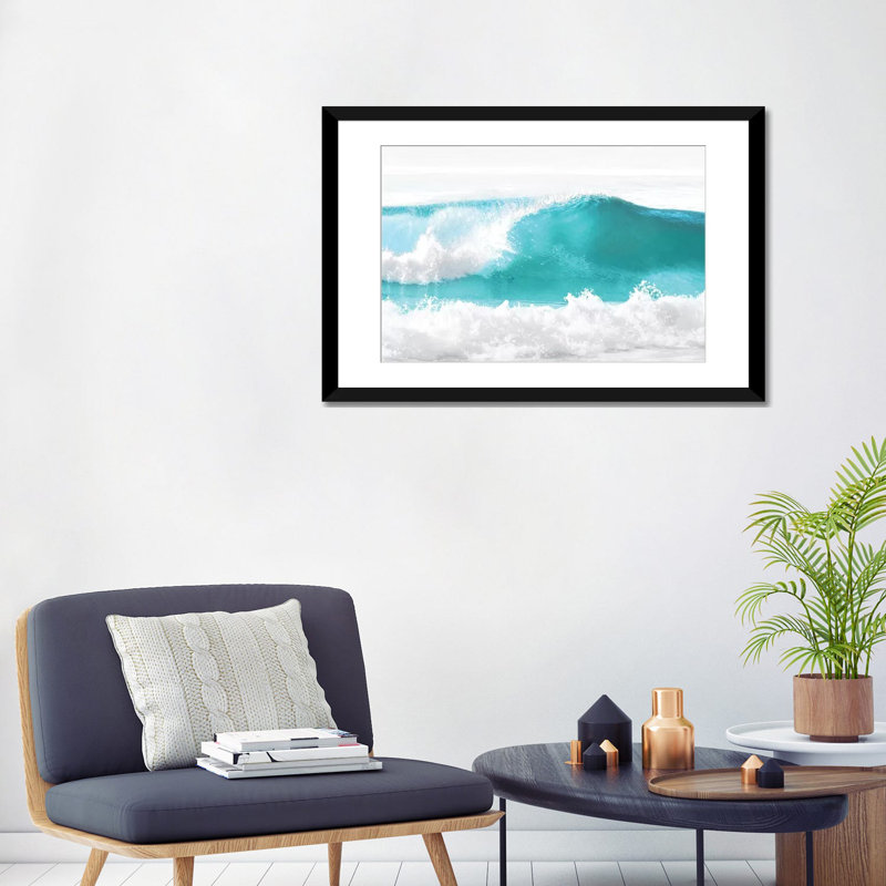 « wave i », reproduction de photo sur toile, H 18 po x l 26 po x P 1,5 po, Toile avec cadre noir, Blanc