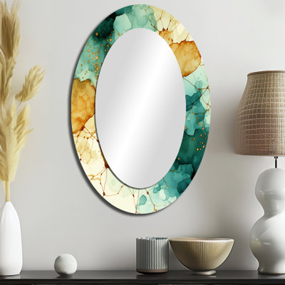 Matrice rétro sur nuage galactique rétro bleu sarcelle - Miroir mural moderne ovale