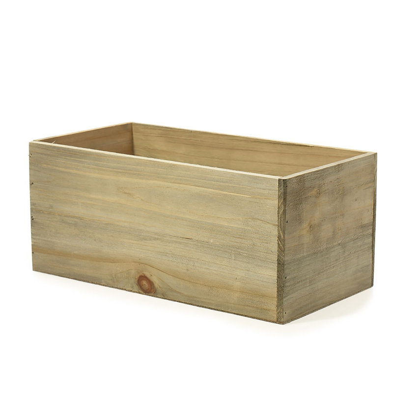 Tariah Handmade Wood Planter Box, Brown, 7" H x 13.5" W x 6" D