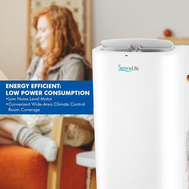 SereneLife 14,000 BTU White Portable Air Conditioner with Remote