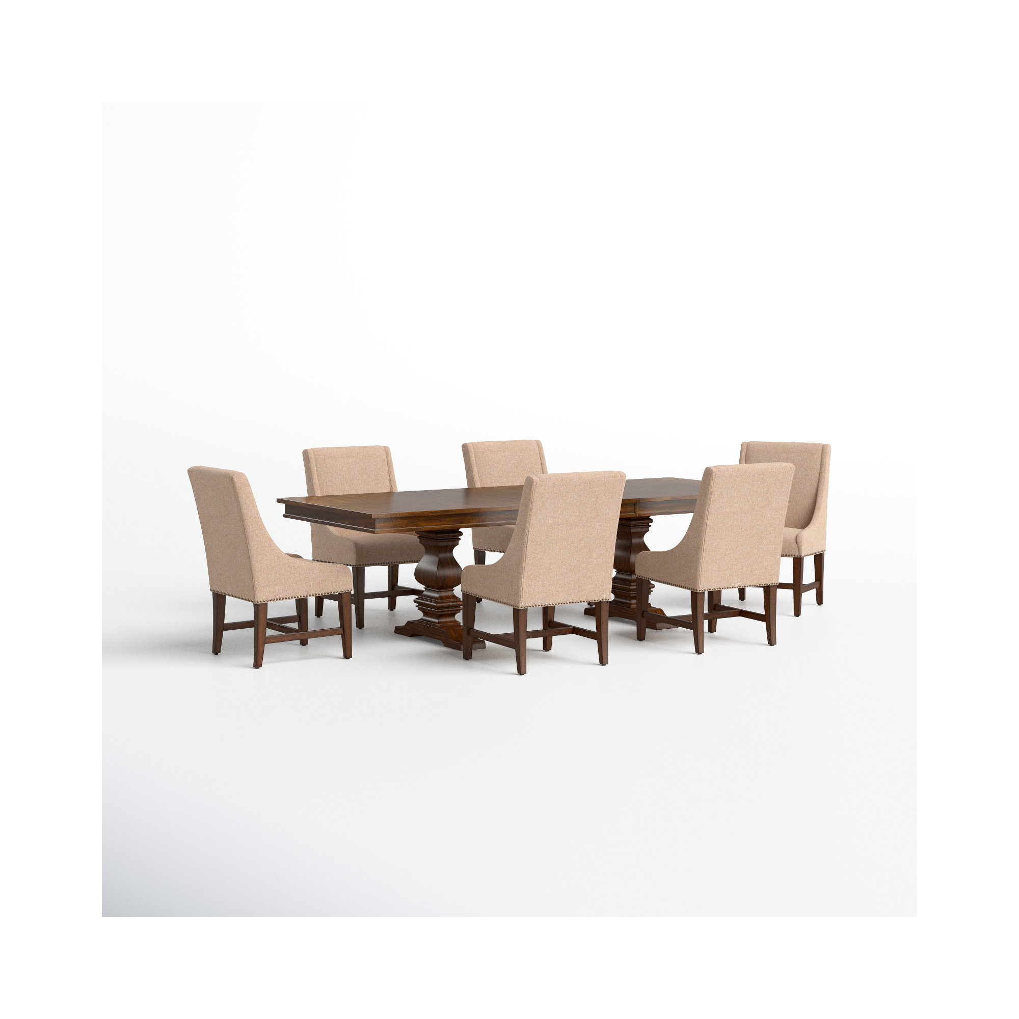 Barlow Extendable Dining Set, 7 Pieces: Table, 6 Chairs