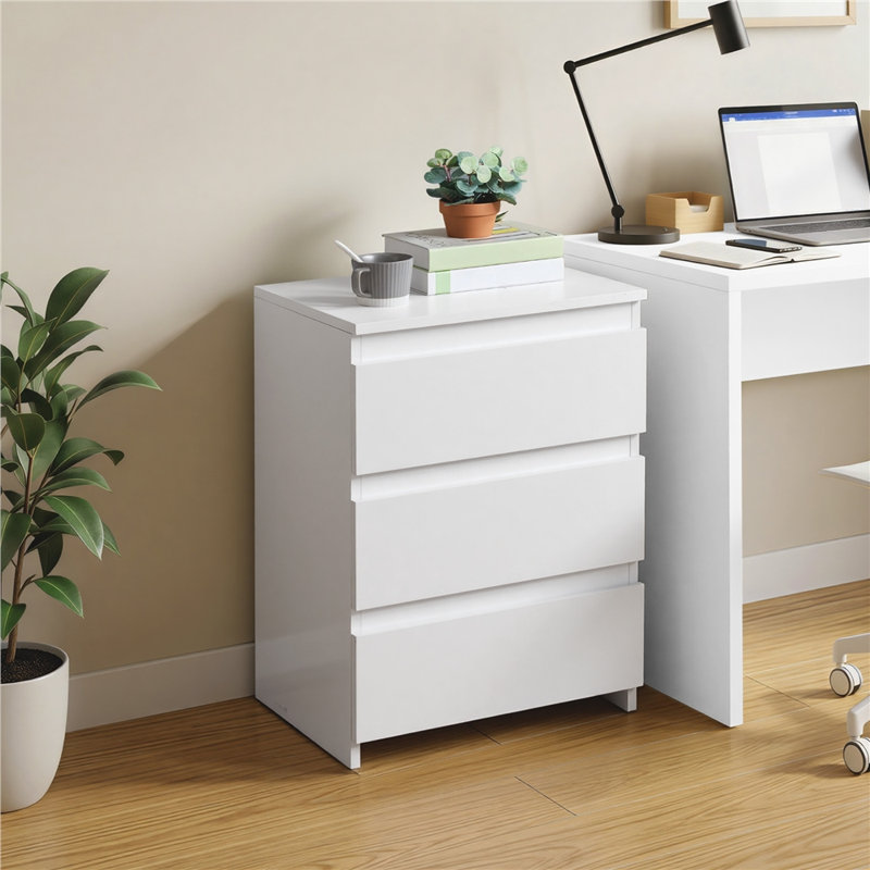 18" W 3 - Drawer Nightstand, White