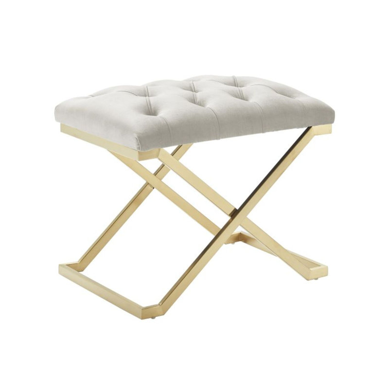 Banc en velours Romano, Ivory