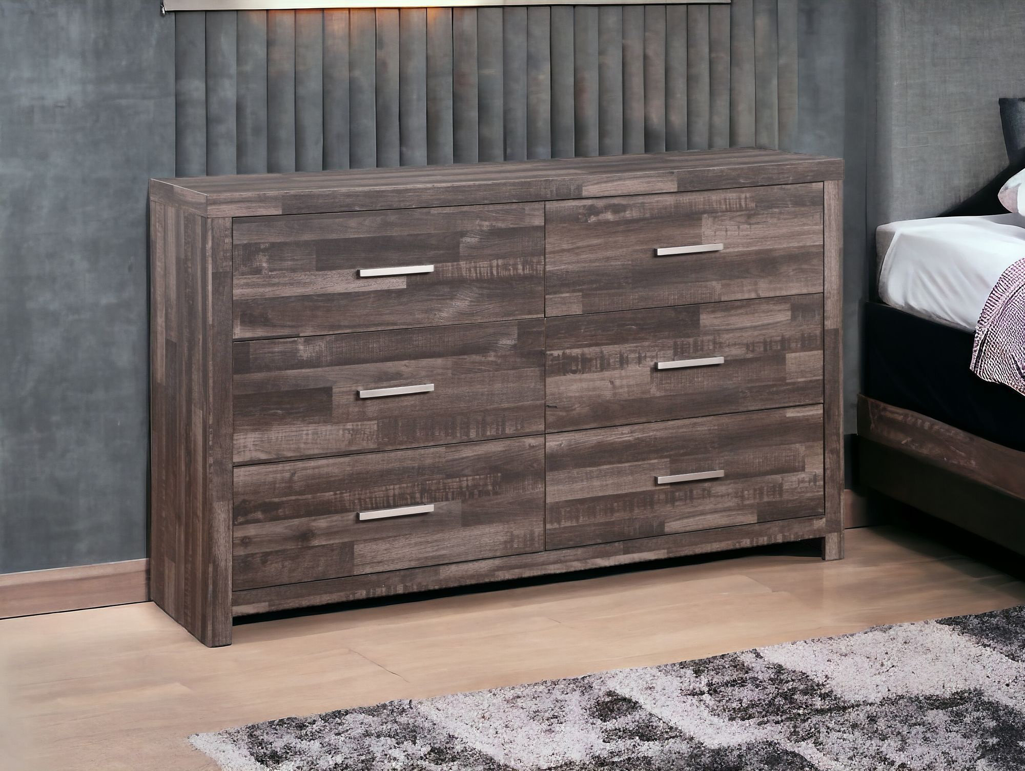 Loon Peak Rockett 60" Dark Brown Solid and Manufactured Wood Six Drawer Double  Dresser | Wayfair