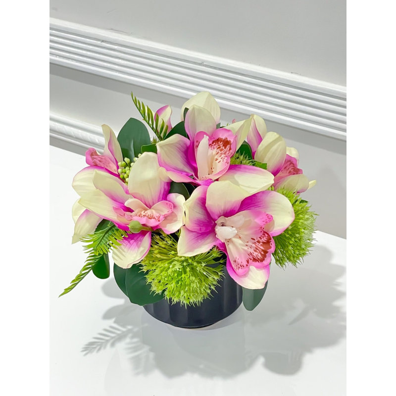 Real Touch Purple Orchid Stems - Faux Purple Orchids For Decor - Silk Flowers For French-Inspired Spaces