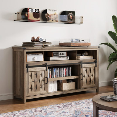 60" TV Stand with Sliding Barn Doors & Adjustable Shelves (Fits 65" TVs)
