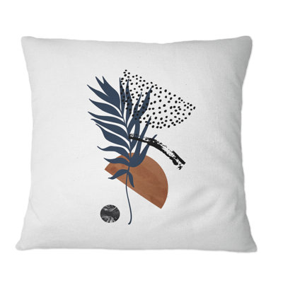 Abstract Palm Leaf Abstract Half Moons I - Tropical Printed Throw Pillow