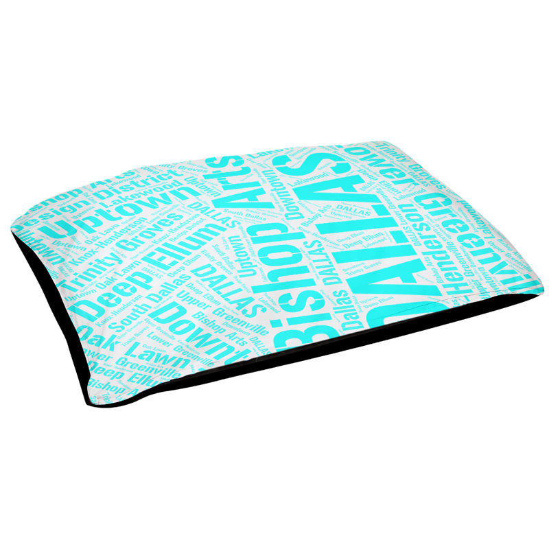 Oreiller rectangulaire designer, Grand L 50 po x l 40 po, Cyan, Dallas