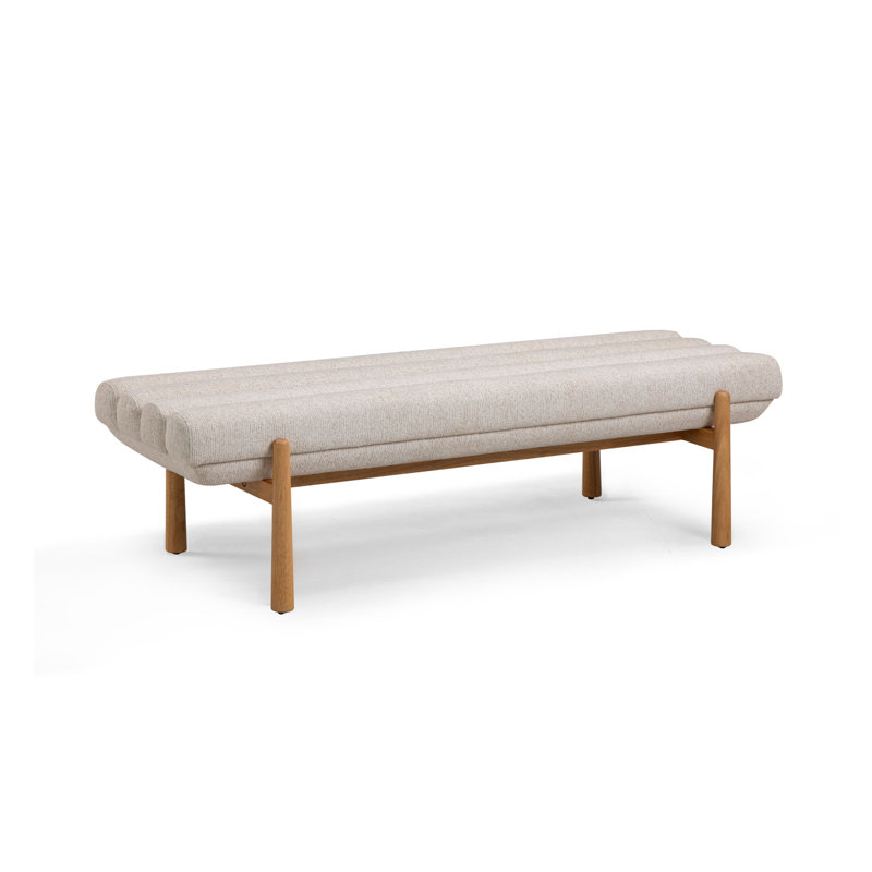 Julianna Cream Textured Fabric Bench, Cream