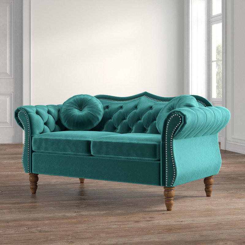 Evianna 65.5'' Velvet Loveseat, Green
